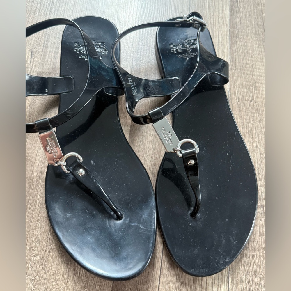 Coach Black Strappy Sandals